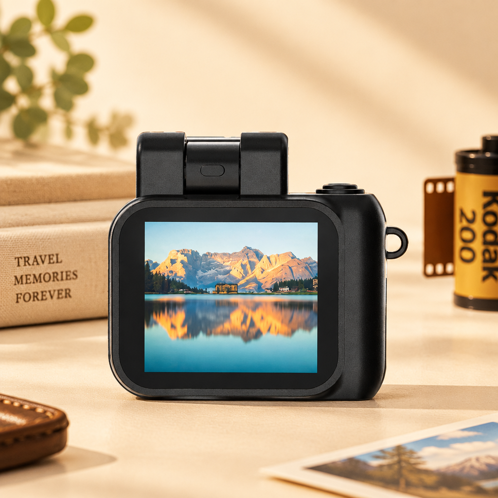 CLICAM Mini Camera back view with flip screen